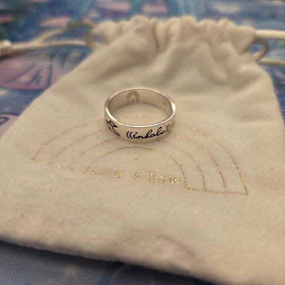 Rain + Bow Inhale Exhale Leaf Sterling Silver Band Ring Size 8 Rain & Bow - Picture 1 of 5